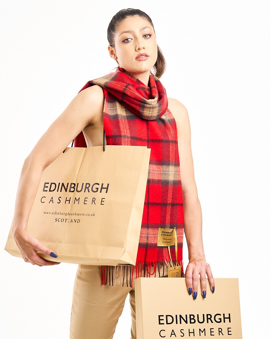 Edinburgh Cashmere DC Scott Cashmere Scarf ivory gift for her under 150