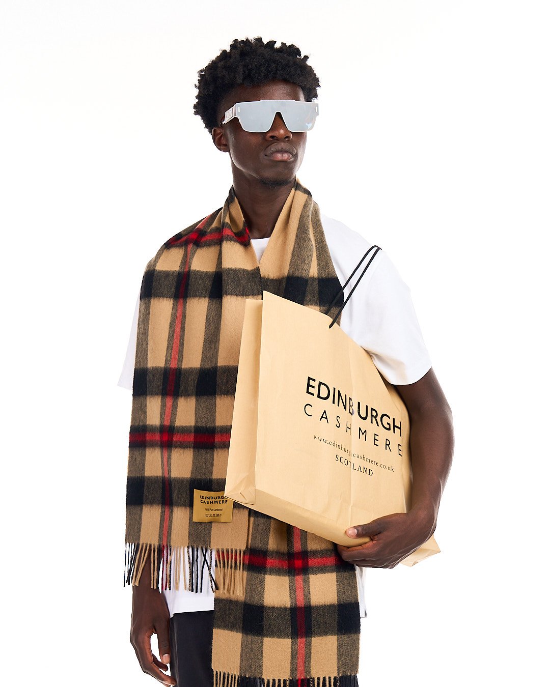 Edinburgh Cashmere DC Check Cashmere Scarf gift box birthday