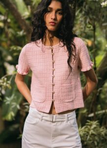 RUFFLED KNIT CARDIGAN 