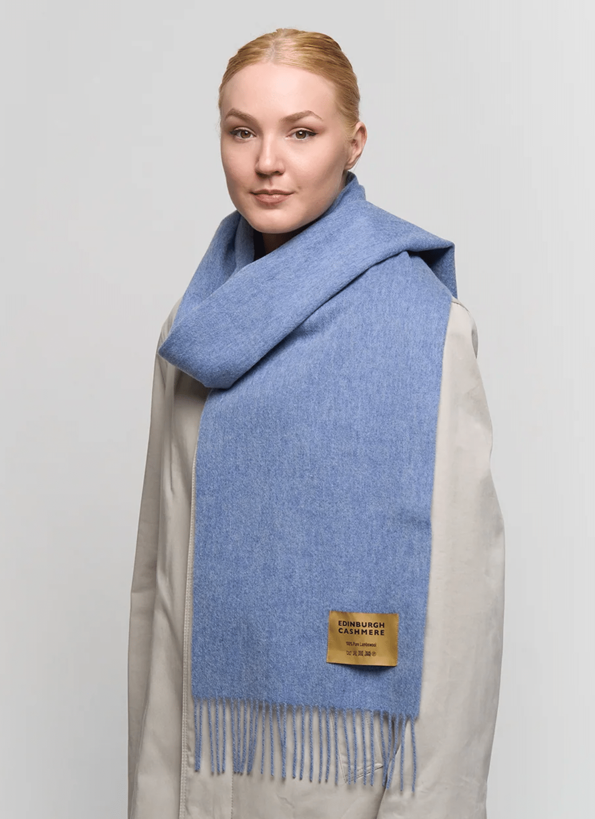 Plain Merino Wool Scarf Sky Blue 134 